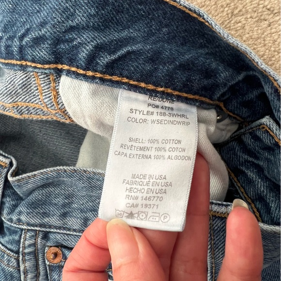 Re/Done Originals 90s High Rise Loose Leg Jeans Distressed Size 24 - Picture 14 of 14